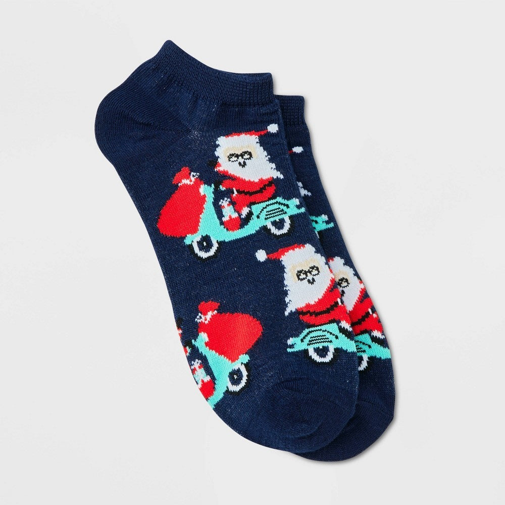 Women's Scooter Santa Low Cut Socks - Navy Blue 4-10 - Bellso